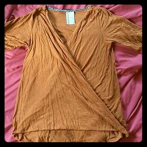 Anthropologie Dolan Rust Orange Twist Front Top